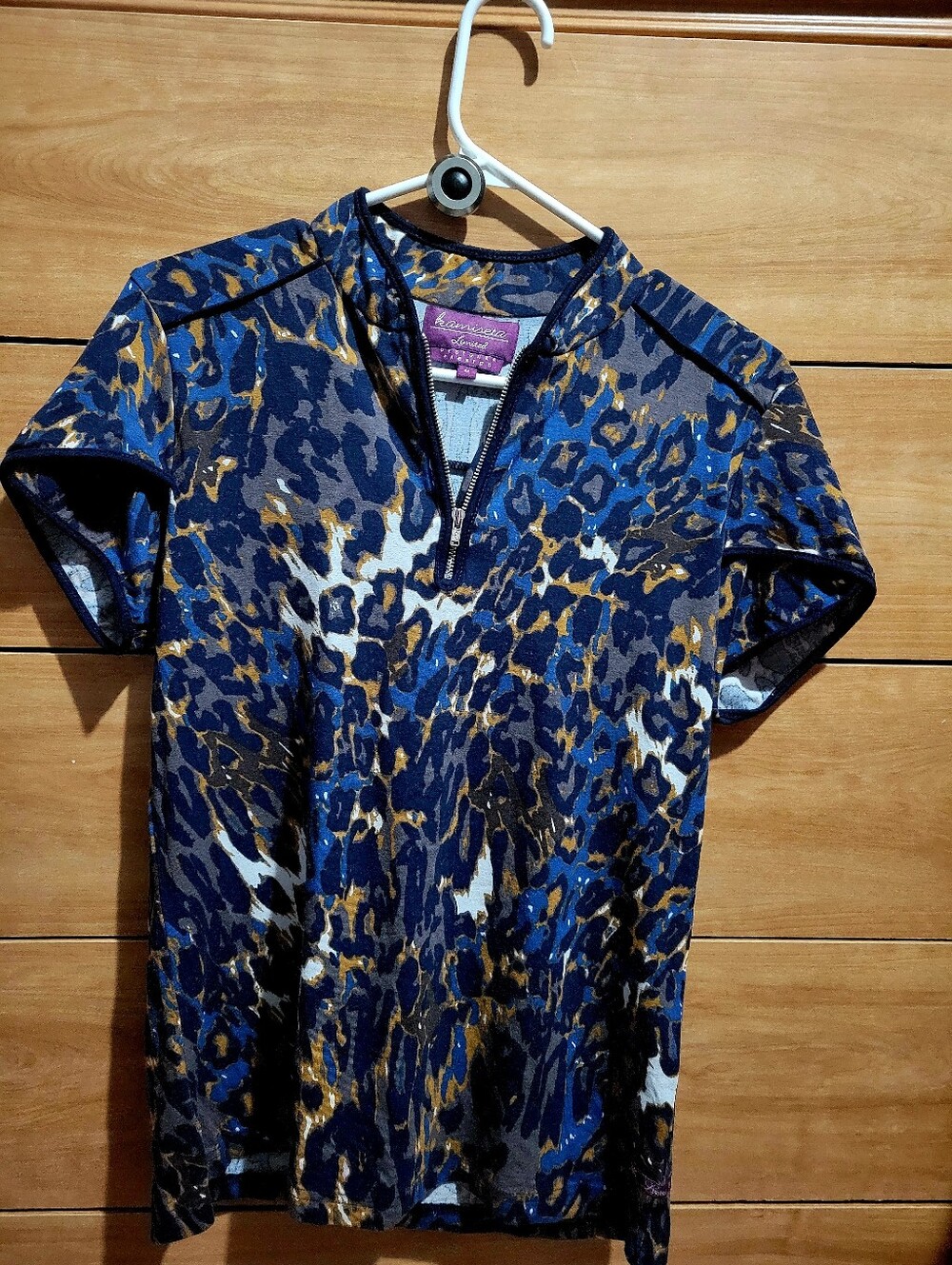 Kamiseta Lavender Label Blue & Gold Leopard-Print Short Sleeve Top